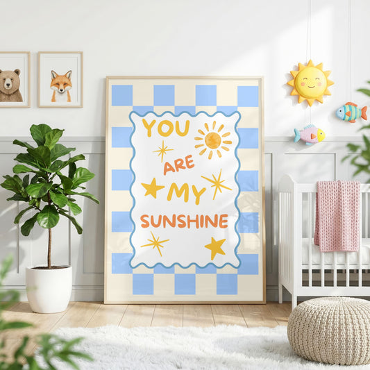 You Are My Sunshine – Vintage Striped Nursery Wall Art Set of 3  Baby Room Decor
